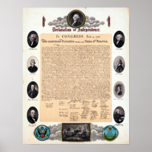 Poster Vintage, Pais Fundadores Políticos e Declaração