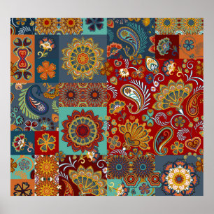Poster Vintage Paisley Mandala - Coloração
