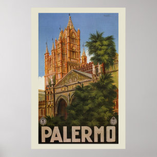 Poster vintage Palermo Sicília viagem italiano