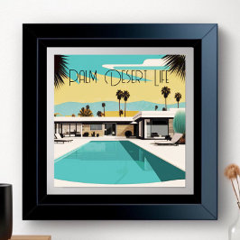 Poster Vintage Palm Primaveras Watercolor Piscina