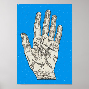 Poster Vintage Palmistry Diagrama Mão - Holmes W. Merton