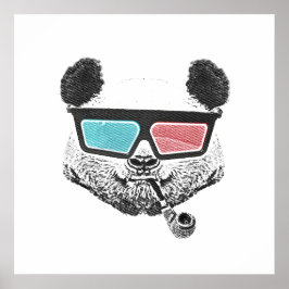 Póster Vintage panda 3-D