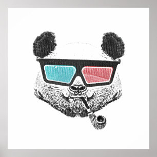 Póster Vintage panda 3-D