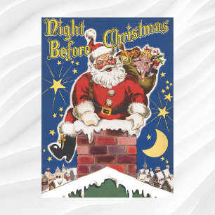Póster Vintage Papai Noel, Esta Noite Antes Do Natal