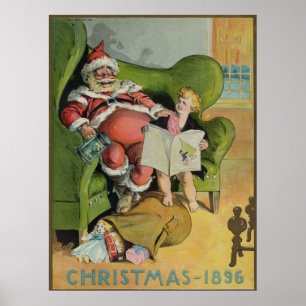 Poster Vintage Papai Noel na Noite de Natal (1896)