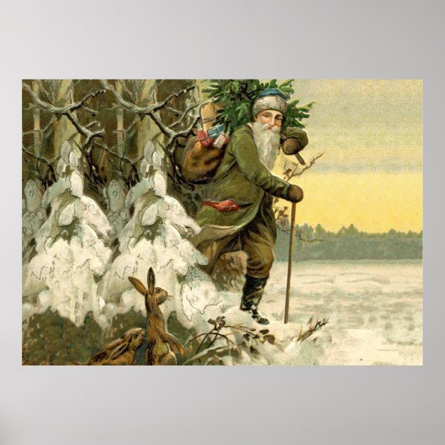 Poster Vintage Papais noeis Natal Feriado Vitoriano (Frente)