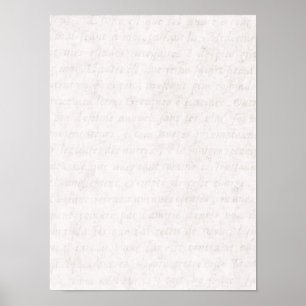 Póster Vintage Paper Antique French Script Writing Blank