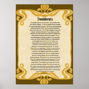 Poster Vintage Paper Look Desiderata Poem by Max Ehrman