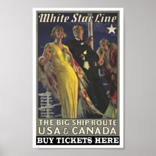 Poster vintage para a linha branca da estrela
