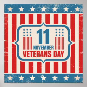 Poster vintage para o Dia dos Veteranos