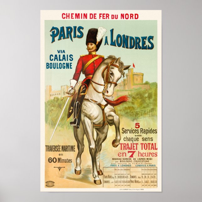 Poster vintage Paris à Londres 1890s (Frente)