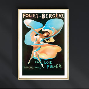 Poster Vintage Paris Cabaret, Folies Bergere, Showgirl