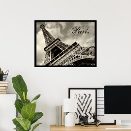 Poster Vintage Paris Eiffel Tower Black and White