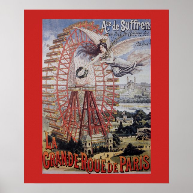 Poster Vintage Paris Ferris Wheel Advertisement (Frente)