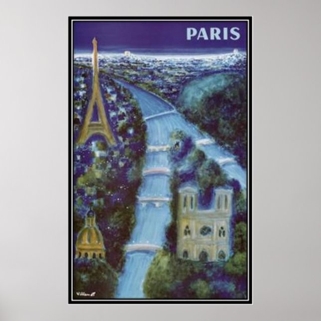 Póster Vintage Paris, França - (Frente)