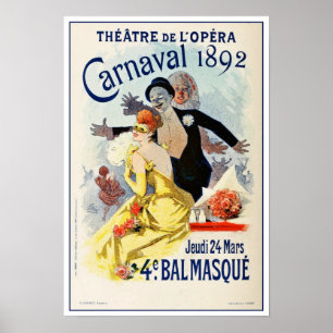 Poster Vintage Paris Opera Theater Carnaval 1892
