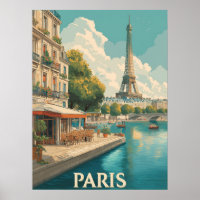 Vintage Paris: Torre Eiffel e Café Seine