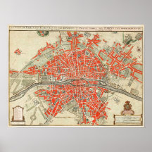 Vintage Paris travel map. Old city. Retro France