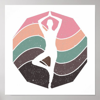 Poster vintage pastel fazendo exercício ou pose de ioga