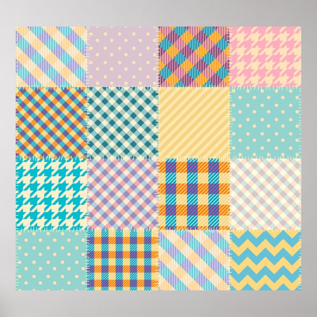 Poster Vintage Patchwork: Textile Seamless Background (Co (Frente)