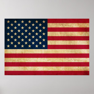 Póster Vintage Patriotic American Flag