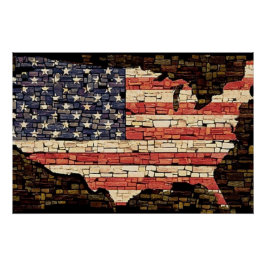Póster Vintage Patriotic USA Flag Stars and Stripes com B