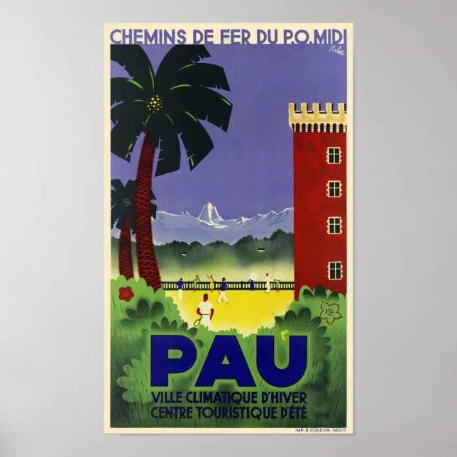 Poster vintage Pau França 1935 (Frente)