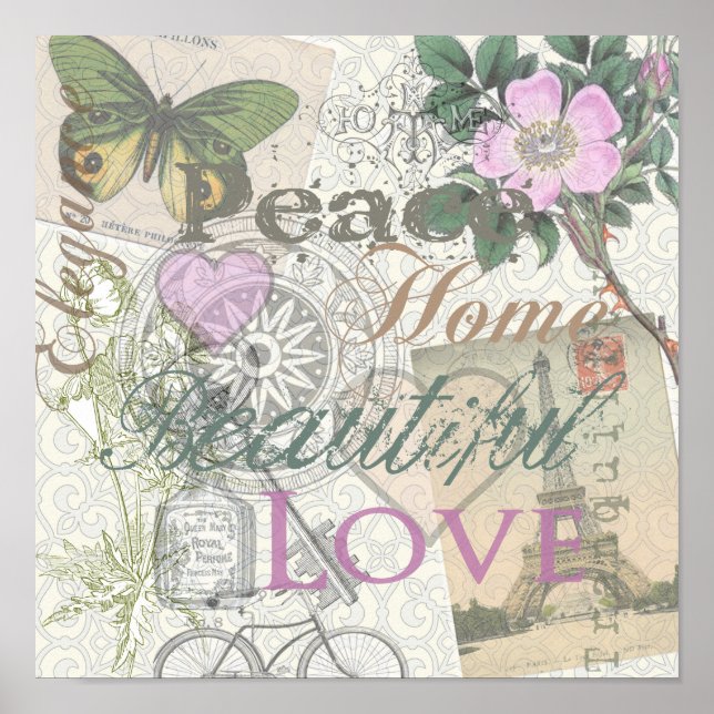 Poster Vintage Peace Home Belo Amor (Frente)