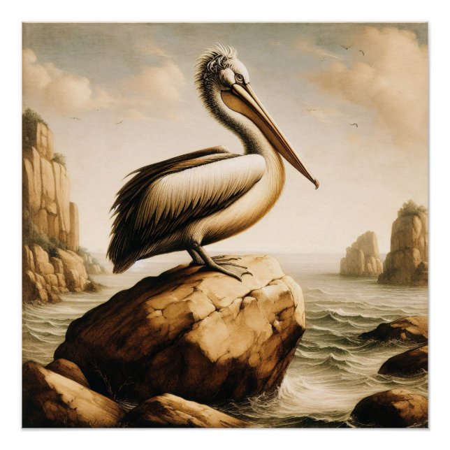 Póster Vintage Pelican Decoupage (Frente)