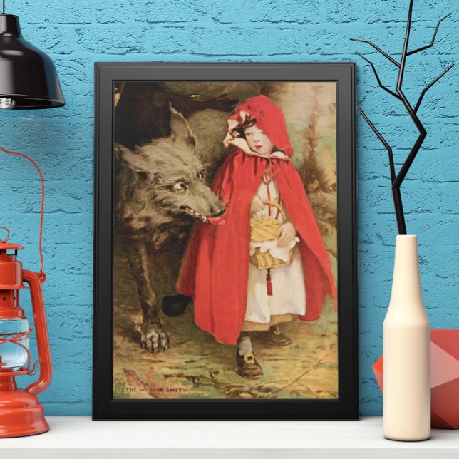 Poster Vintage Pequeno Chapeuzinho Vermelho e Grande Lobo (Criador carregado)