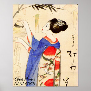 Poster Vintage personalizada estética japonesa Kimono Wal