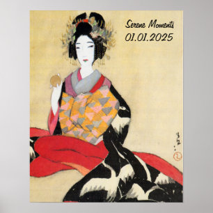 Poster Vintage personalizada estética japonesa Kimono Wal