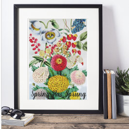 Poster Vintage Personalizado Chrysanthemum Poppy Lilac