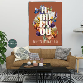 Poster Vintage Personalizado Eu Te Amo Namorados Flor