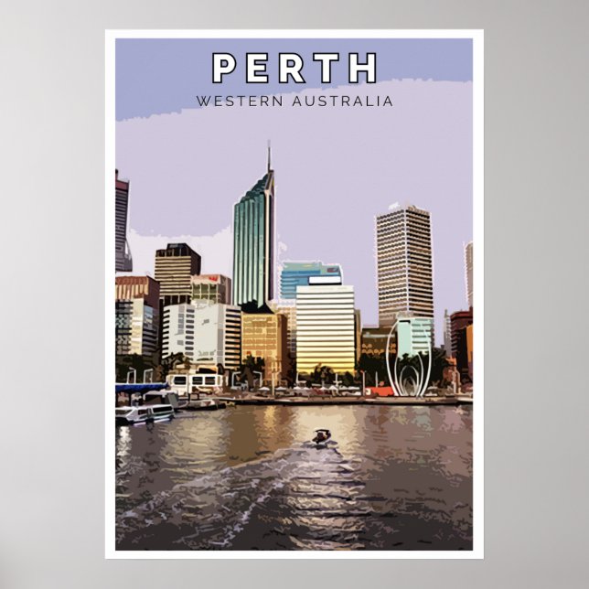 Poster vintage - Perth, Austrália Ocidental (Frente)