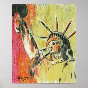 Póster Vintage Peter Max, estilo Estátua da Liberdade Po