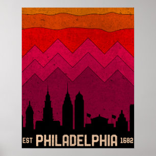 Poster Vintage Philadelphia Philly Pennsylvania Skyline