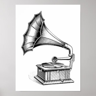 Poster Vintage Phonograph Record Music Institute