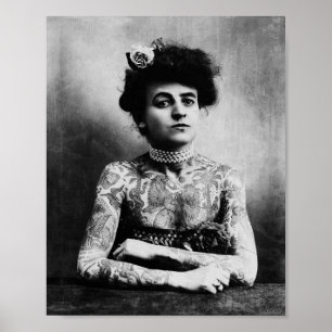 Poster Vintage photography of a tattooed lady
