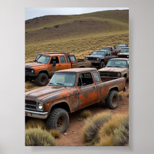 Poster Vintage Pickup Liderando a Corrida