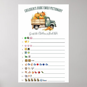 Poster Vintage Pickup Truck Emoji - Jogo de Chá de fralda