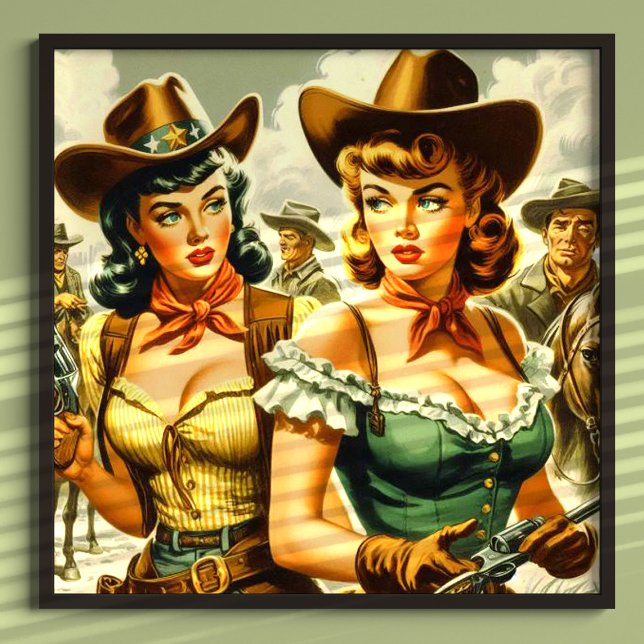Poster Vintage Pin-up Cowboys (Criador carregado)