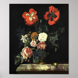 Poster Vintage pintando "A Vida Estática com Flores"