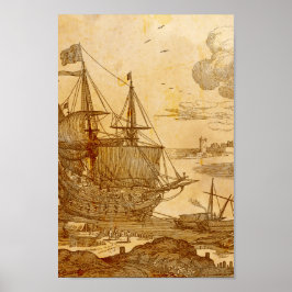 Poster Vintage Pirate Ship