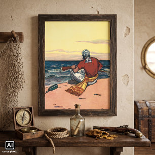 Poster Vintage Pirates, Maroonado em uma Ilha Desertada