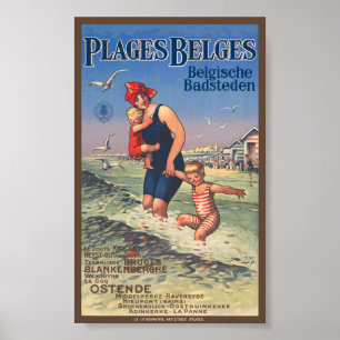 Poster vintage Plages Belges 1920