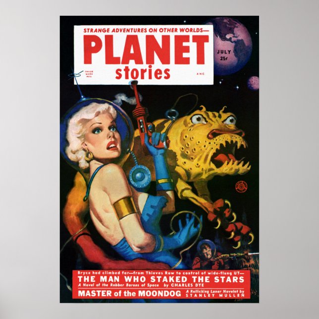 Póster Vintage Planet Stories Invasão de Alienígena (Frente)