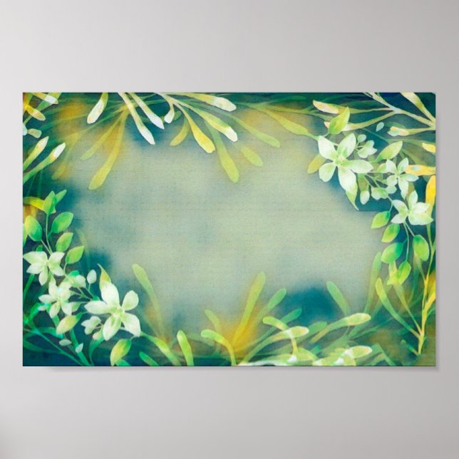 Poster Vintage Plantas tropicais de cinzas verdes botânic (Frente)