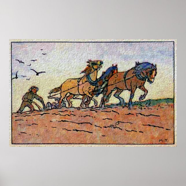 Póster Vintage Plow Team (Frente)