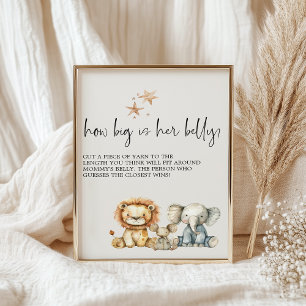 Poster Vintage Plush Nursery Animal Jogo de Chá de fralda